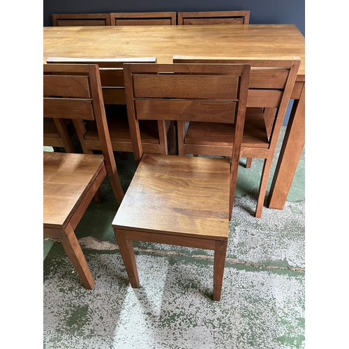 40 - A hardwood dining table with eight chairs (H80cm W183cm D90cm)