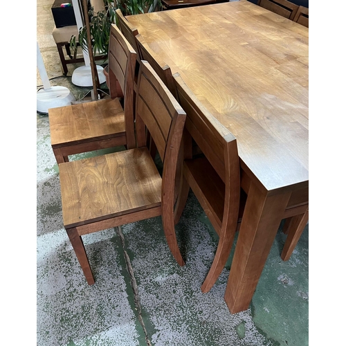 40 - A hardwood dining table with eight chairs (H80cm W183cm D90cm)