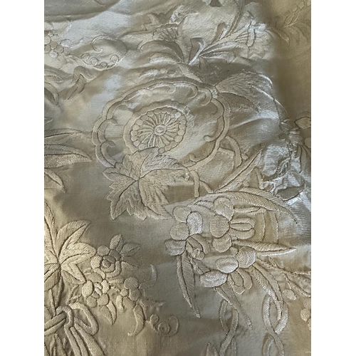 416 - Two vintage beige silk scarves with floral pattern