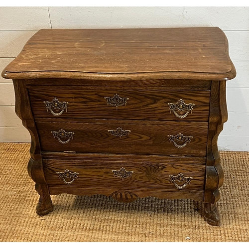 43 - A wooden side cabinet with faux drawers opening to a cupboard (H65cm W74cm D40cm)