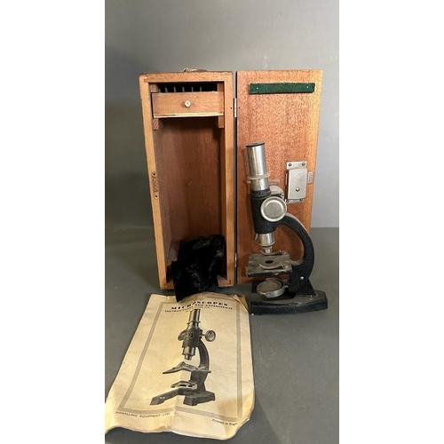 449 - A vintage boxed SEL microscope with glass slides