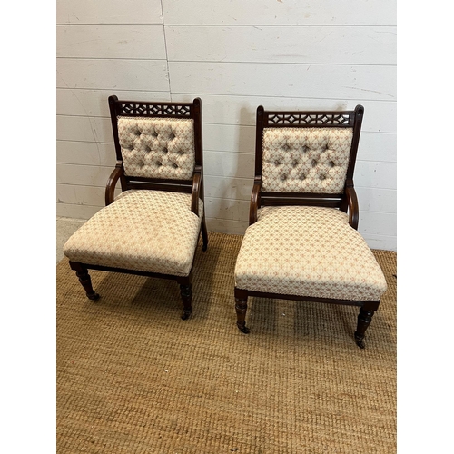 46 - A pair of Edwardian ladies side chairs or drawing room chairs