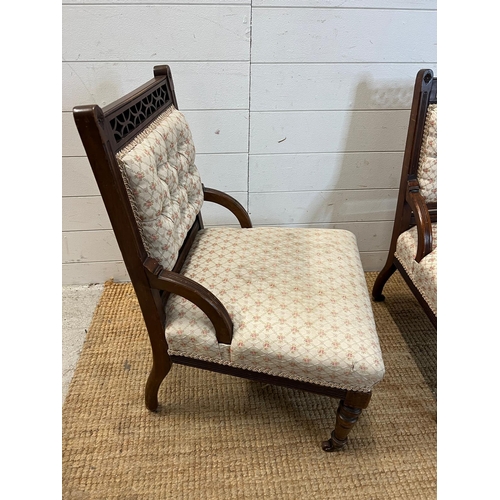 46 - A pair of Edwardian ladies side chairs or drawing room chairs