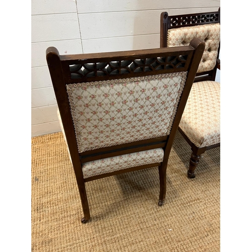 46 - A pair of Edwardian ladies side chairs or drawing room chairs