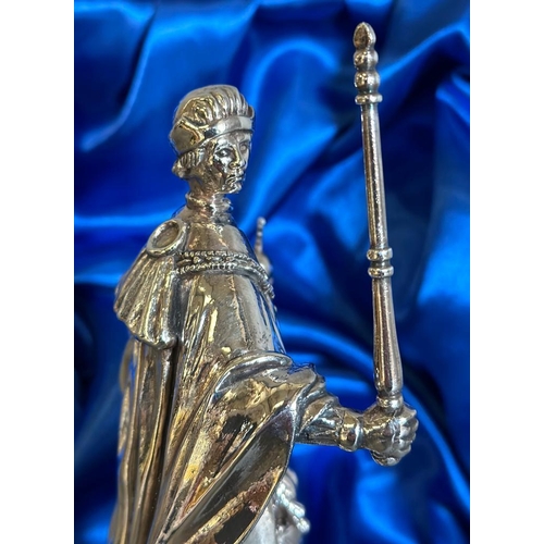 468 - A silver figure of Henry VI, founder of Eton college and a representation of the statue in Eton hall... 