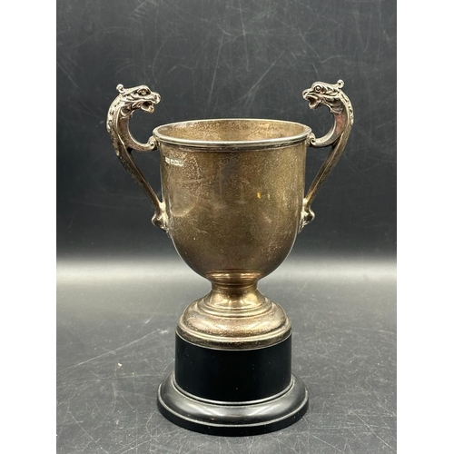 475 - A hallmarked silver trophy, engraved, approximate total weight 275g