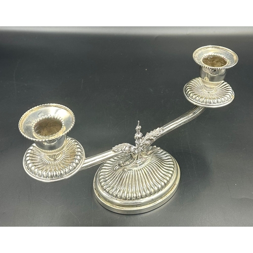 476 - A Greek silver, marked 800, two light candle stick