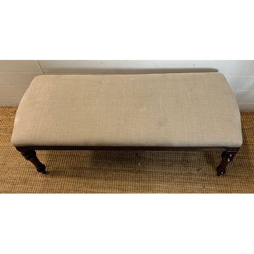 49 - A mahogany frame bench seat (H43cm W112cm D46cm)