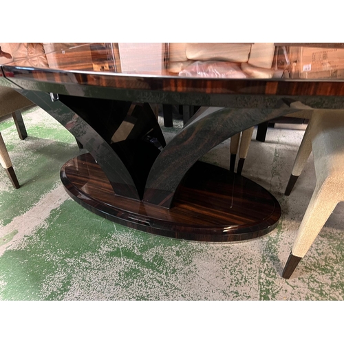 56 - Giorgio Luna collection dining table along with a glass top and separate leaf, with eight Kesterport... 