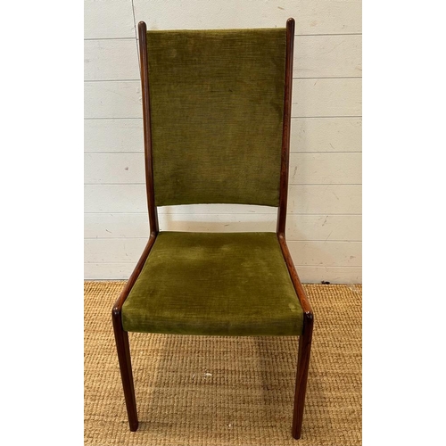 66 - Eight Danish mid-century dining chairs by Johannes Anderson upholstered in green