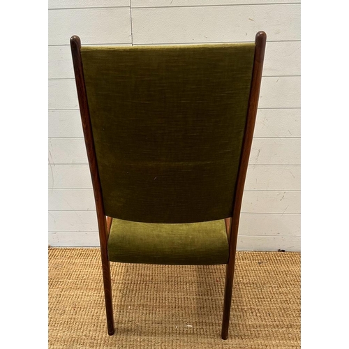 66 - Eight Danish mid-century dining chairs by Johannes Anderson upholstered in green