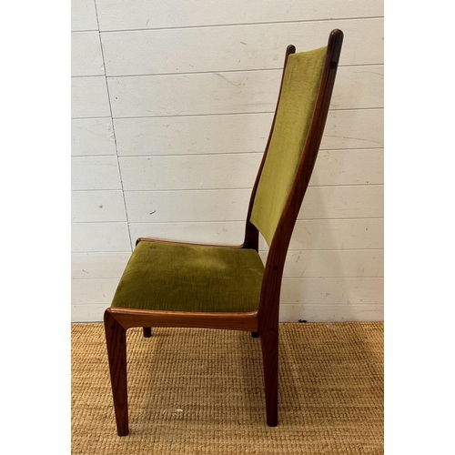 66 - Eight Danish mid-century dining chairs by Johannes Anderson upholstered in green