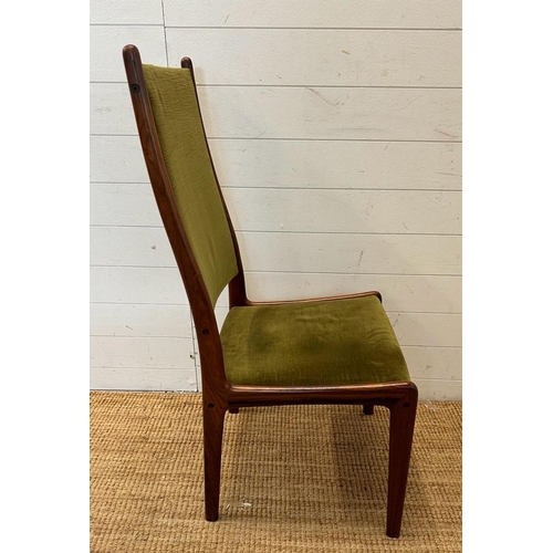 66 - Eight Danish mid-century dining chairs by Johannes Anderson upholstered in green