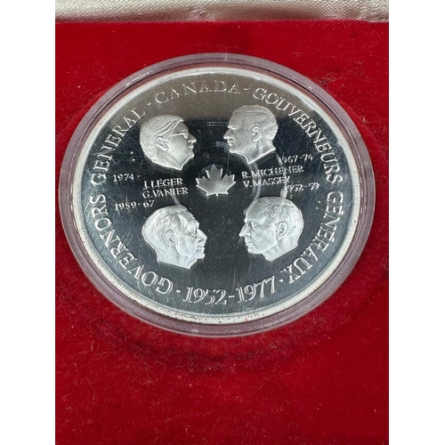 693 - Royal Canadian Mint Four Governors General Medallions one in 925 Fine silver