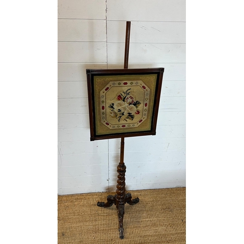 7 - A Victorian mahogany pole screen (H148cm)