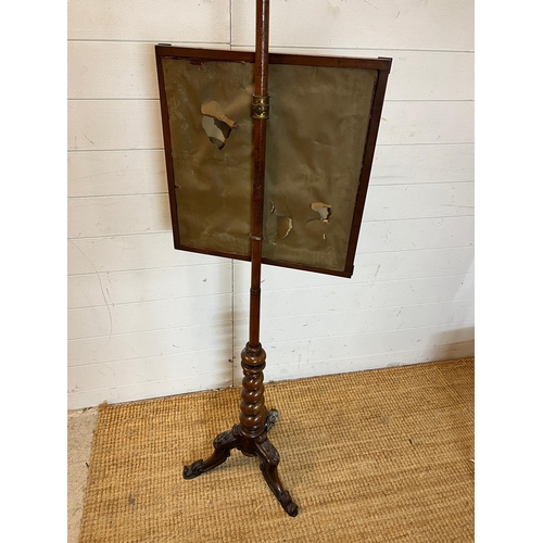 7 - A Victorian mahogany pole screen (H148cm)