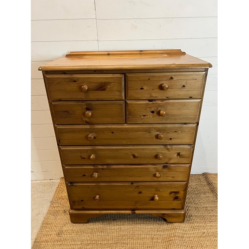 73 - A Ducal chest of drawers, four over four (H117cm W88cm D45cm)