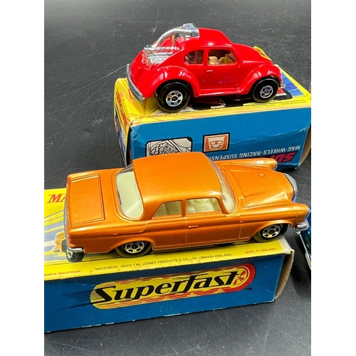 775 - Four Matchbox Diecast vehicles and one Corgi unboxed