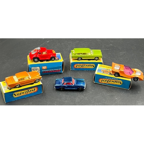 775 - Four Matchbox Diecast vehicles and one Corgi unboxed