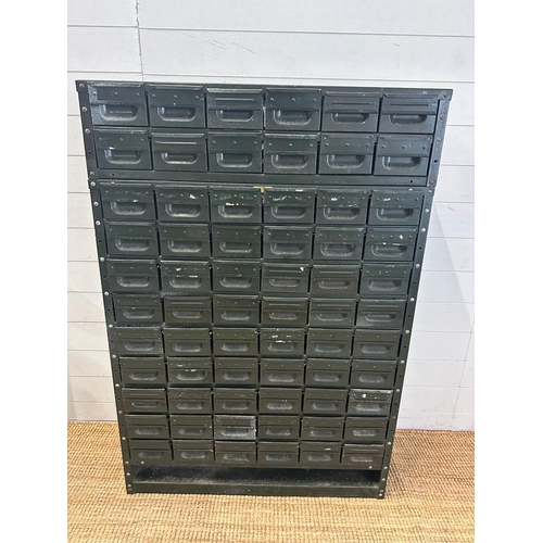 80 - A vintage sixty six drawer engineers cabinet in green 90 x 30 height 130