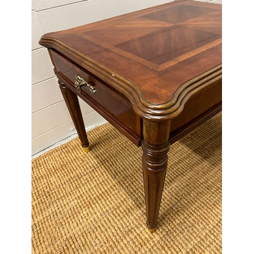 83 - A pair of regency style side table on fluted legs and drawer (H56cm W67cm D58cm)