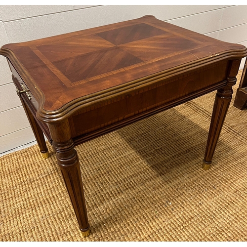 83 - A pair of regency style side table on fluted legs and drawer (H56cm W67cm D58cm)