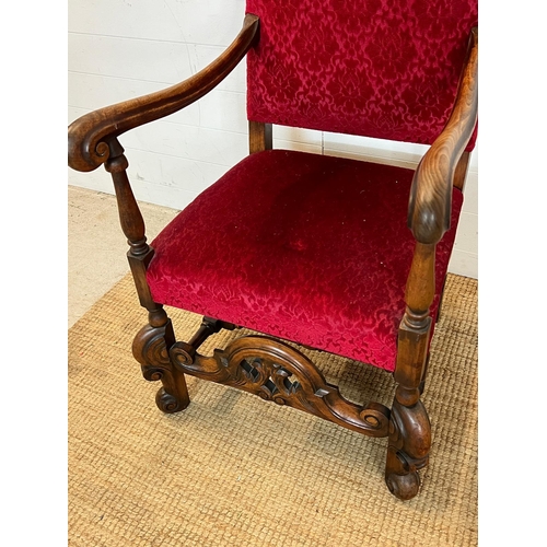 9 - A carved turned throne chair