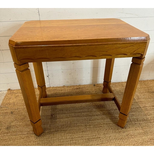 90 - An oak arts and crafts centre table height 76 76x54