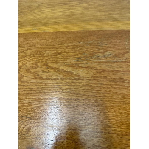 90 - An oak arts and crafts centre table height 76 76x54