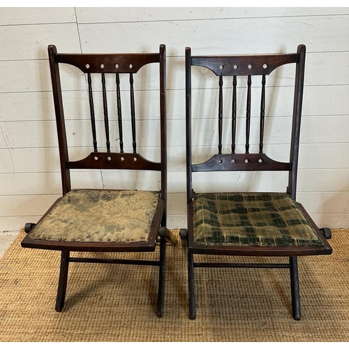 92 - Two 19th century spindle back folding chairs