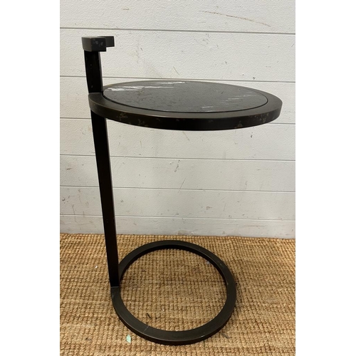 98 - A contemporary round wrought iron accent side table with marble top (H70cm Dia40cm)