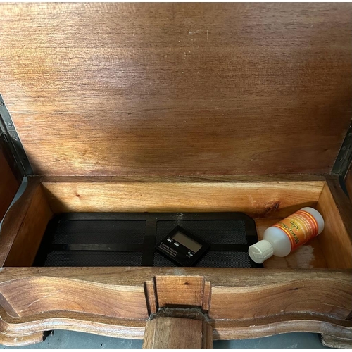 112 - A vintage Humidor chest comprising of six drawers and a drop down lockable panel with key