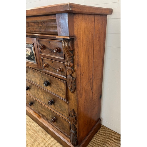 12 - A Scottish mahogany chest of drawers, single drawer followed by four small drawers and three long ca... 