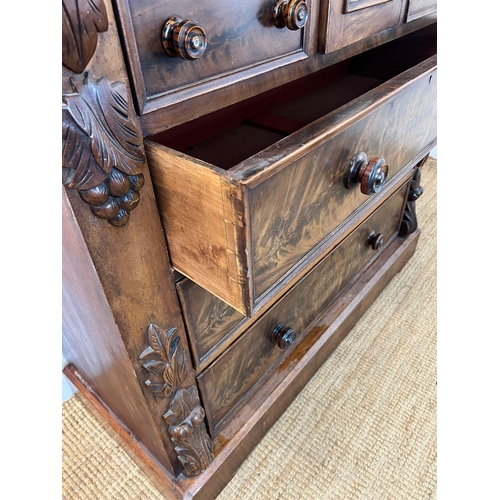 12 - A Scottish mahogany chest of drawers, single drawer followed by four small drawers and three long ca... 