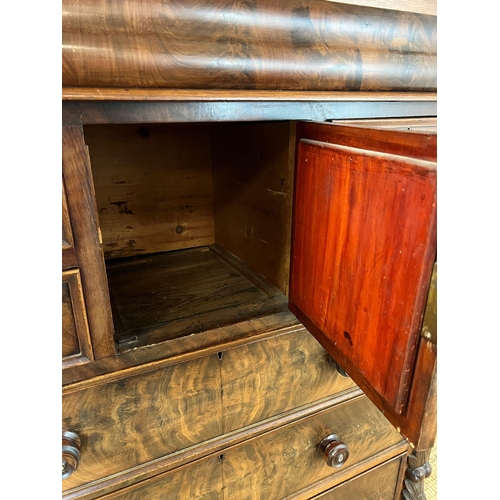 12 - A Scottish mahogany chest of drawers, single drawer followed by four small drawers and three long ca... 