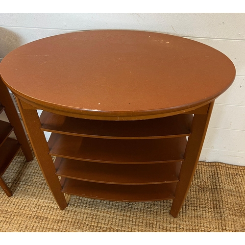 132 - A pair of oval side tables  (60cm x 40cm x 63cm)