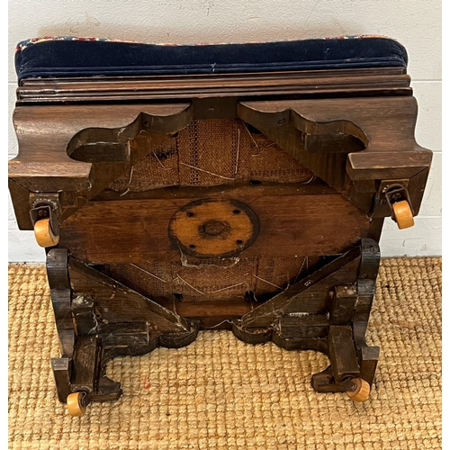 144 - A needle work topped footstool on bracket feet (H28cm Sq45cm)