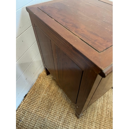 16 - A pair of hardwood bedside cabinets on cabriole legs (H60cm W56cm D46cm)