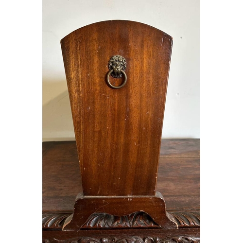 165B - An Edwardian style mahogany magazine rack with lion head handles