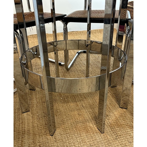 168 - A 1970's Richard Young for Merrow Associates chrome and glass topped circular dining table along wit... 