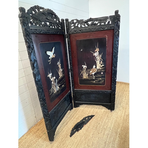 17 - A Chinese black lacquer folding screen AF (H189cm W87cm each panel)