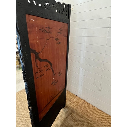 17 - A Chinese black lacquer folding screen AF (H189cm W87cm each panel)