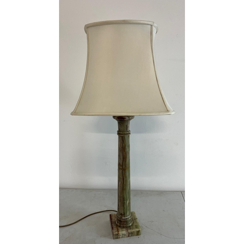 195 - Two onyx lamps with shades (H79cm)