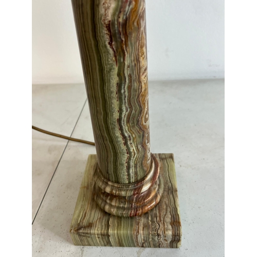 195 - Two onyx lamps with shades (H79cm)