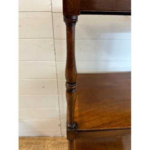 22 - A George III mahogany whatnot on turned supports with single drawer under  C1810 (H100cm W49cm D37cm... 