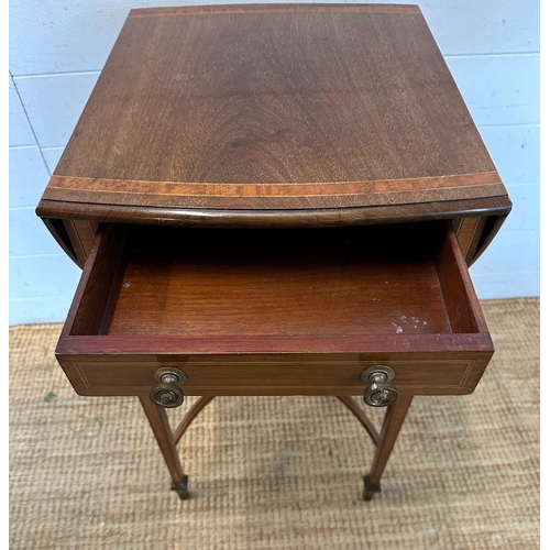 23 - A Victorian inlaid drop leaf occasional table, single drawer table with decorative marquetry inlays.... 