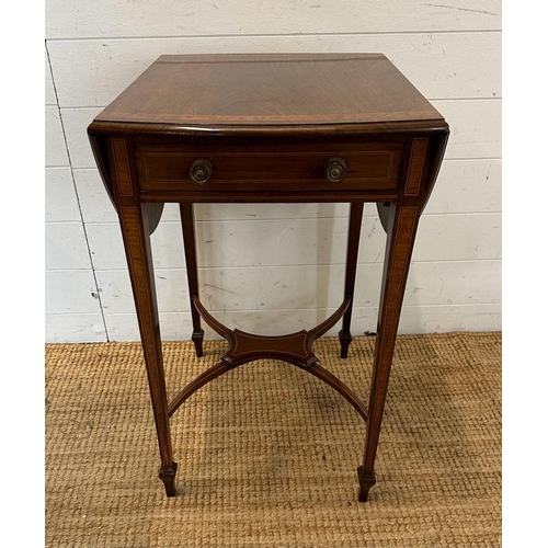 23 - A Victorian inlaid drop leaf occasional table, single drawer table with decorative marquetry inlays.... 