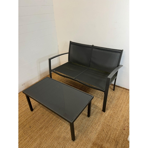 238 - Two seater garden seat with table (H76cm W53cm)