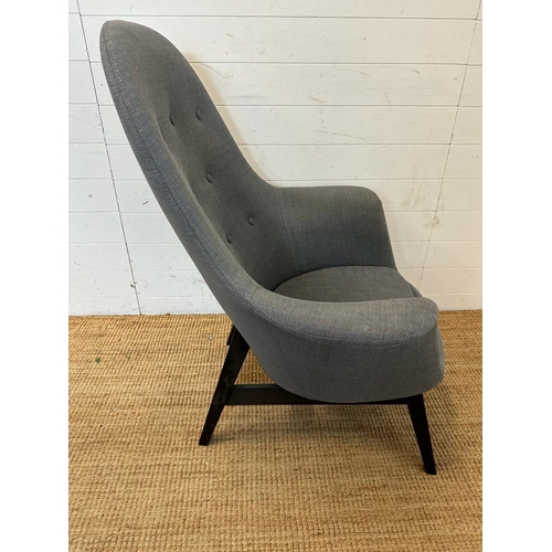 24 - A grey Ikea button back arm chair