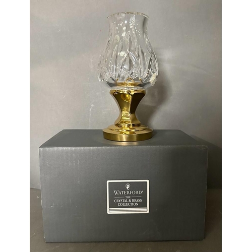 244 - A Waterford crystal brass and crystal candlestick, boxed